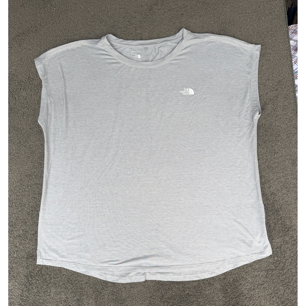 The North Face Womens XXL Grey Heather Cap Sleeve Split Back Active Top